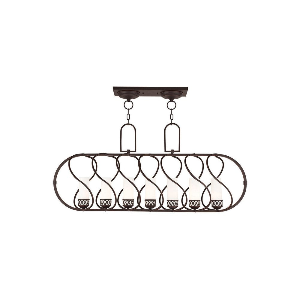 Bronze Seven Light Metal Dimmable Chandelier With Shades HomeRoots