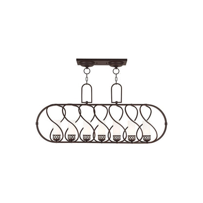 Bronze Seven Light Metal Dimmable Chandelier With Shades HomeRoots