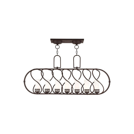 Bronze Seven Light Metal Dimmable Chandelier With Shades HomeRoots