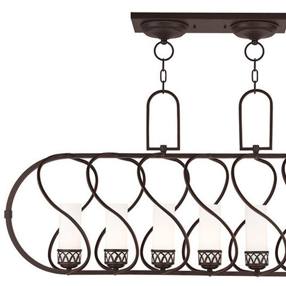Bronze Seven Light Metal Dimmable Chandelier With Shades HomeRoots