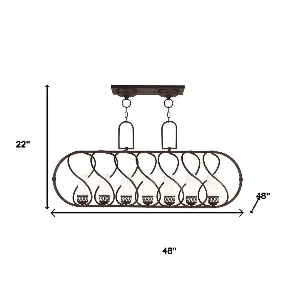 Bronze Seven Light Metal Dimmable Chandelier With Shades HomeRoots
