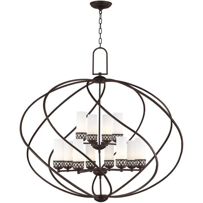 Bronze Twelve Light Metal Dimmable Chandelier With Shades HomeRoots