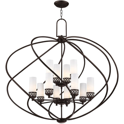 Bronze Twelve Light Metal Dimmable Chandelier With Shades HomeRoots