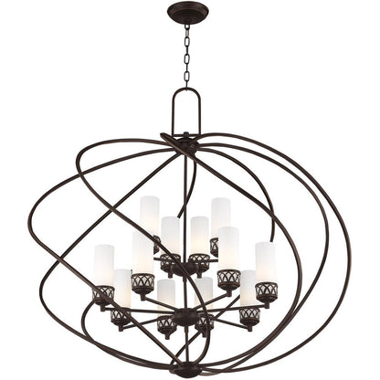 Bronze Twelve Light Metal Dimmable Chandelier With Shades HomeRoots