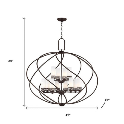Bronze Twelve Light Metal Dimmable Chandelier With Shades HomeRoots