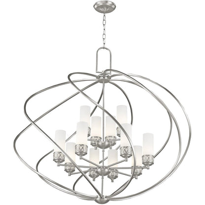 Nickel Twelve Light Metal Dimmable Chandelier With Shades HomeRoots