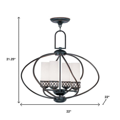 Bronze Four Light Metal Dimmable Chandelier With Shades HomeRoots
