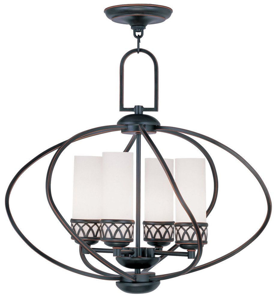 Bronze Four Light Metal Dimmable Chandelier With Shades HomeRoots