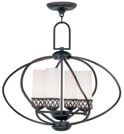 Bronze Four Light Metal Dimmable Chandelier With Shades HomeRoots