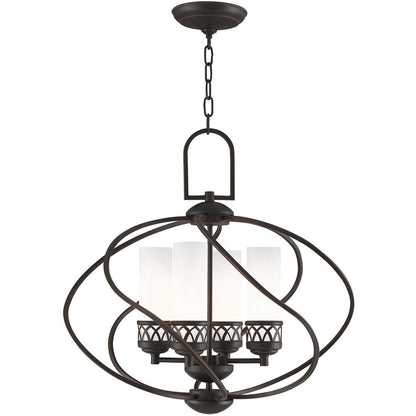 Bronze Four Light Metal Dimmable Chandelier With Shades HomeRoots