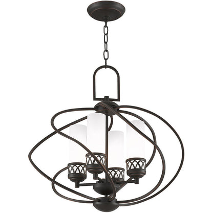 Bronze Four Light Metal Dimmable Chandelier With Shades HomeRoots