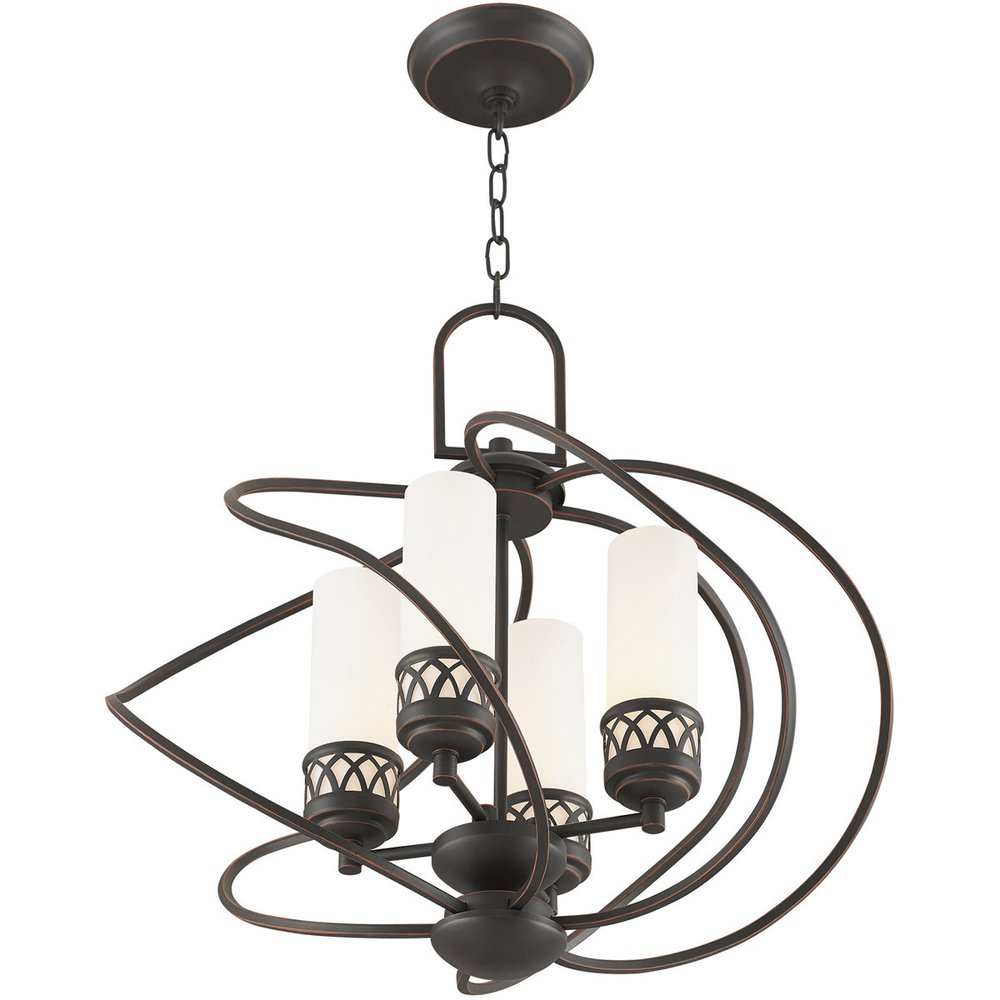 Bronze Four Light Metal Dimmable Chandelier With Shades HomeRoots