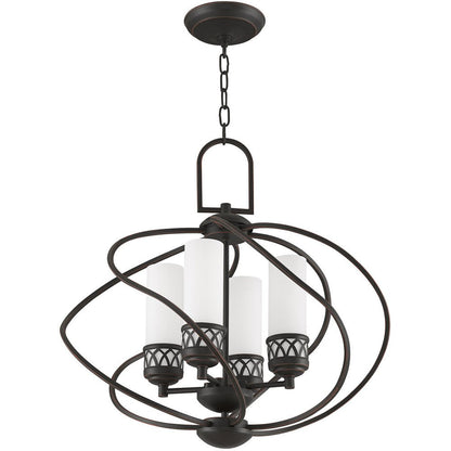 Bronze Four Light Metal Dimmable Chandelier With Shades HomeRoots