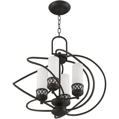 Bronze Four Light Metal Dimmable Chandelier With Shades HomeRoots