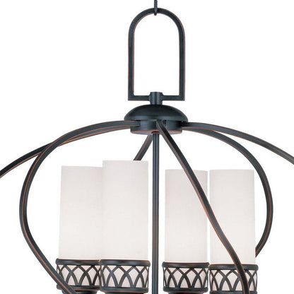 Bronze Four Light Metal Dimmable Chandelier With Shades HomeRoots