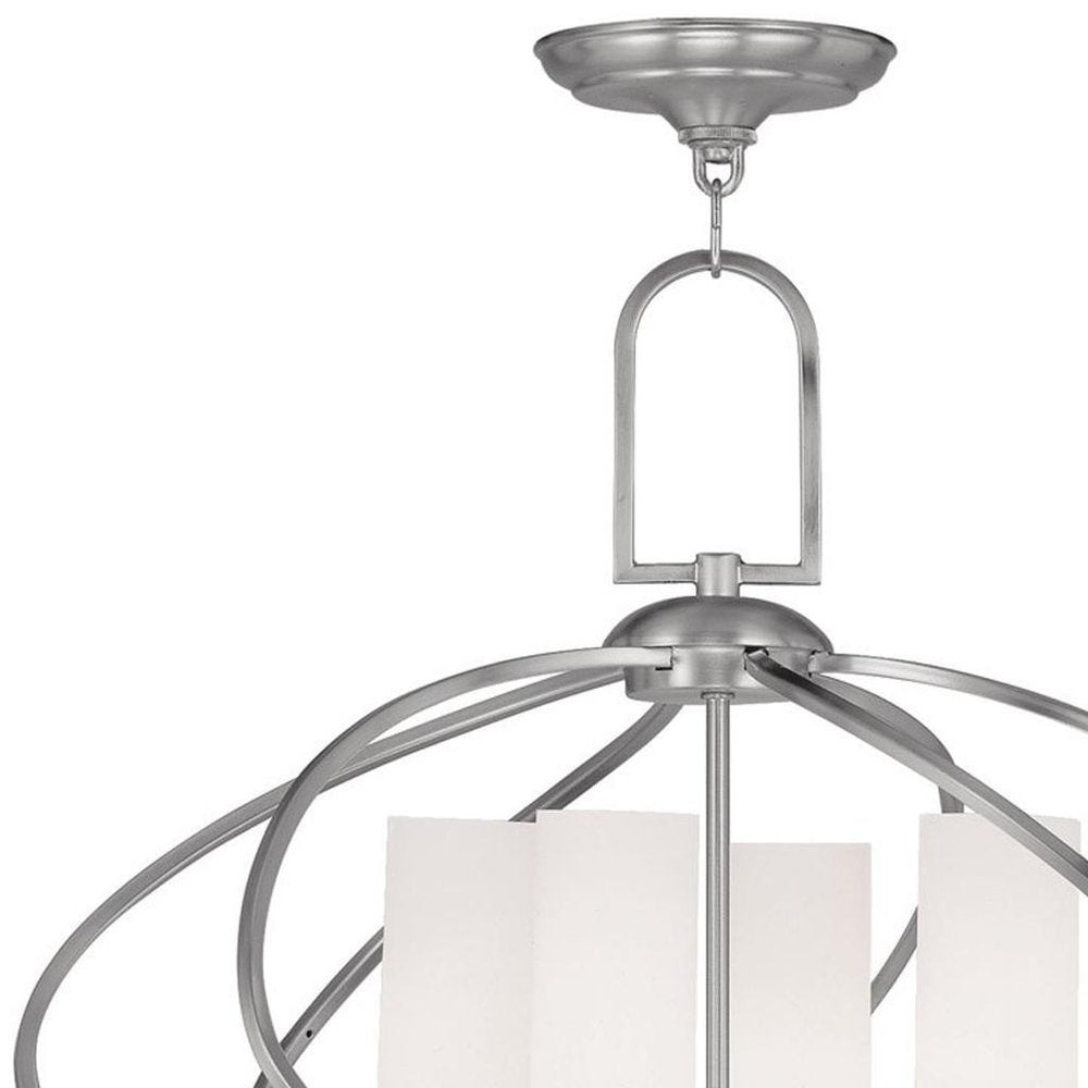Nickel Four Light Metal Dimmable Chandelier With Shades HomeRoots