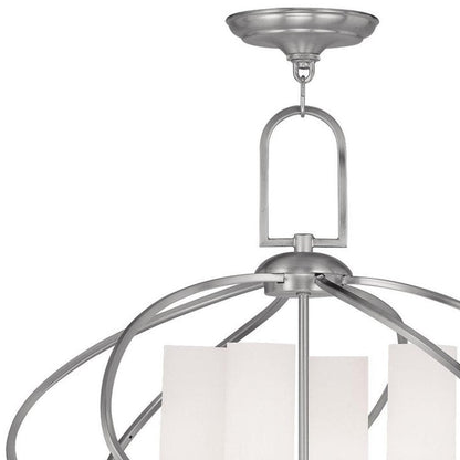 Nickel Four Light Metal Dimmable Chandelier With Shades HomeRoots