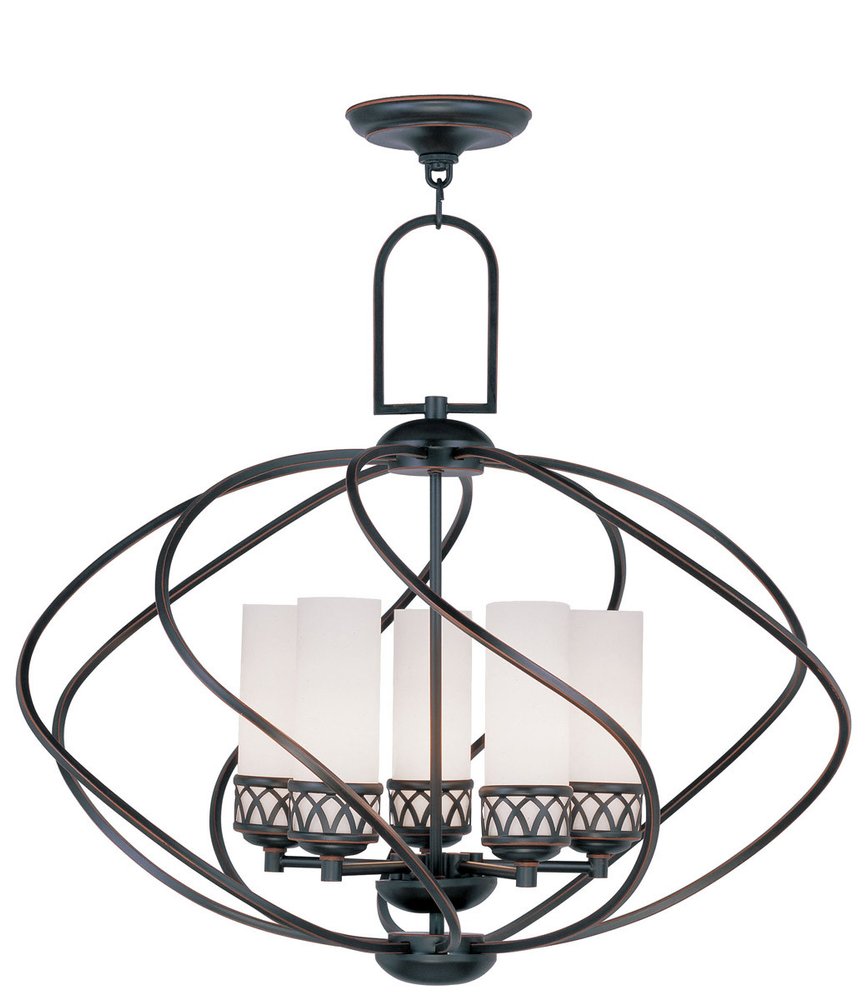 Bronze Five Light Metal Dimmable Chandelier With Shades HomeRoots