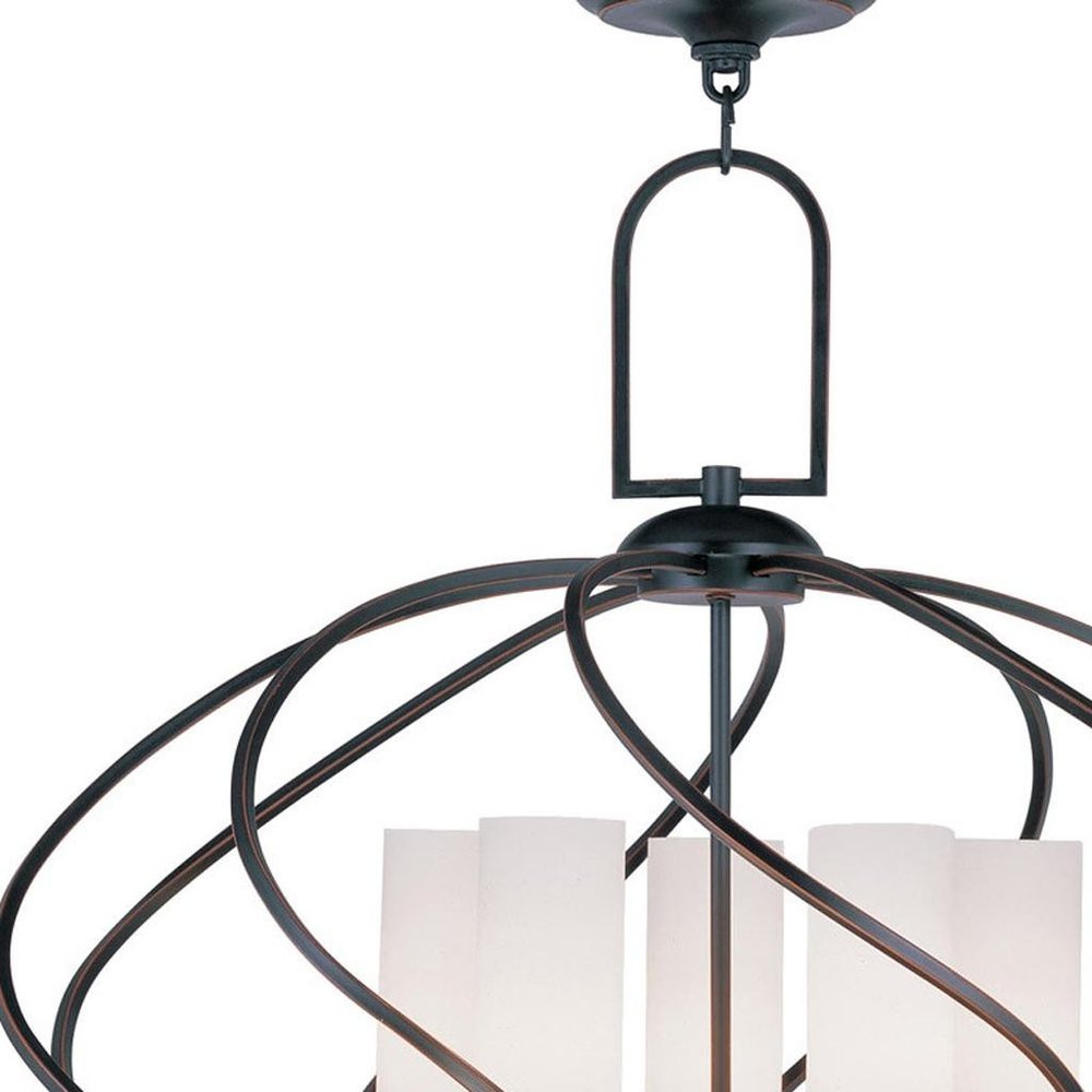 Bronze Five Light Metal Dimmable Chandelier With Shades HomeRoots