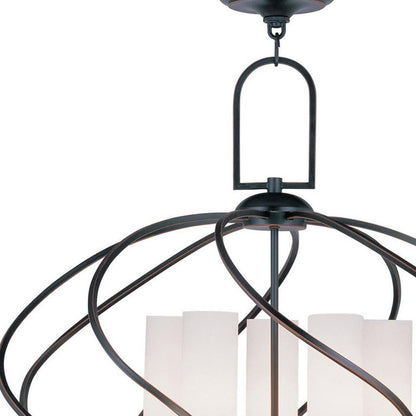 Bronze Five Light Metal Dimmable Chandelier With Shades HomeRoots