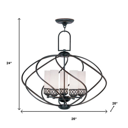 Bronze Five Light Metal Dimmable Chandelier With Shades HomeRoots