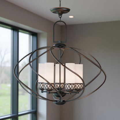 Bronze Five Light Metal Dimmable Chandelier With Shades HomeRoots