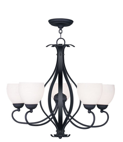 Black Five Light Metal Dimmable Chandelier With Shades HomeRoots