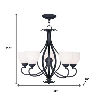 Black Five Light Metal Dimmable Chandelier With Shades HomeRoots