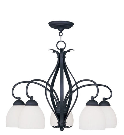 Black Five Light Metal Dimmable Chandelier With Shades HomeRoots