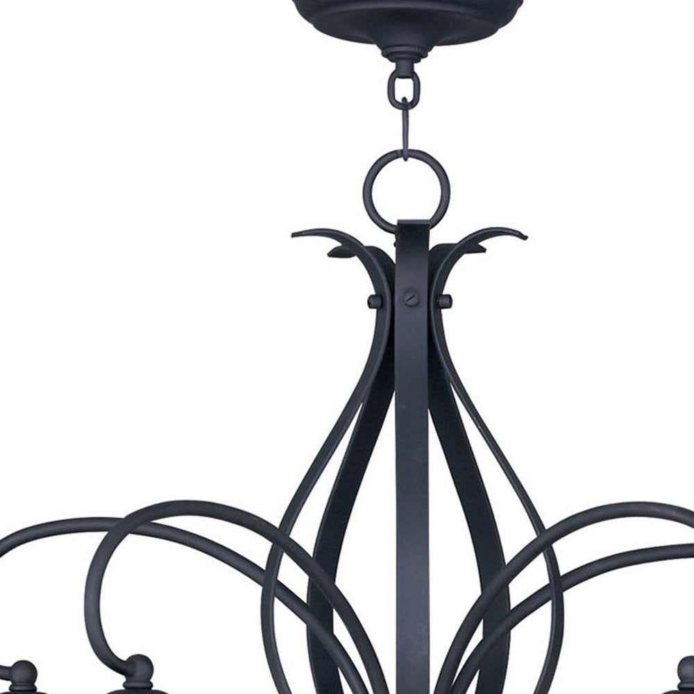 Black Five Light Metal Dimmable Chandelier With Shades HomeRoots