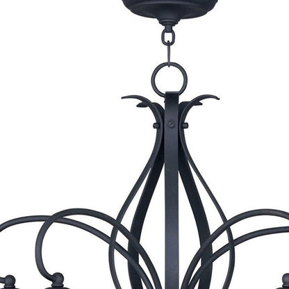 Black Five Light Metal Dimmable Chandelier With Shades HomeRoots