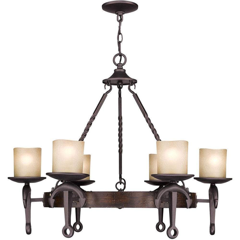 Bronze Six Light Metal Dimmable Chandelier With Shades HomeRoots