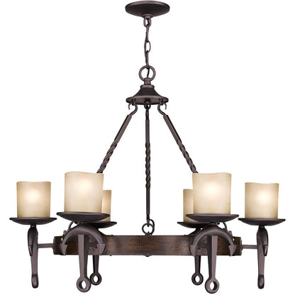 Bronze Six Light Metal Dimmable Chandelier With Shades HomeRoots