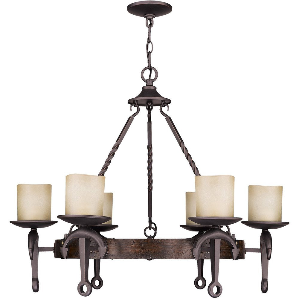 Bronze Six Light Metal Dimmable Chandelier With Shades HomeRoots