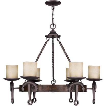 Bronze Six Light Metal Dimmable Chandelier With Shades HomeRoots