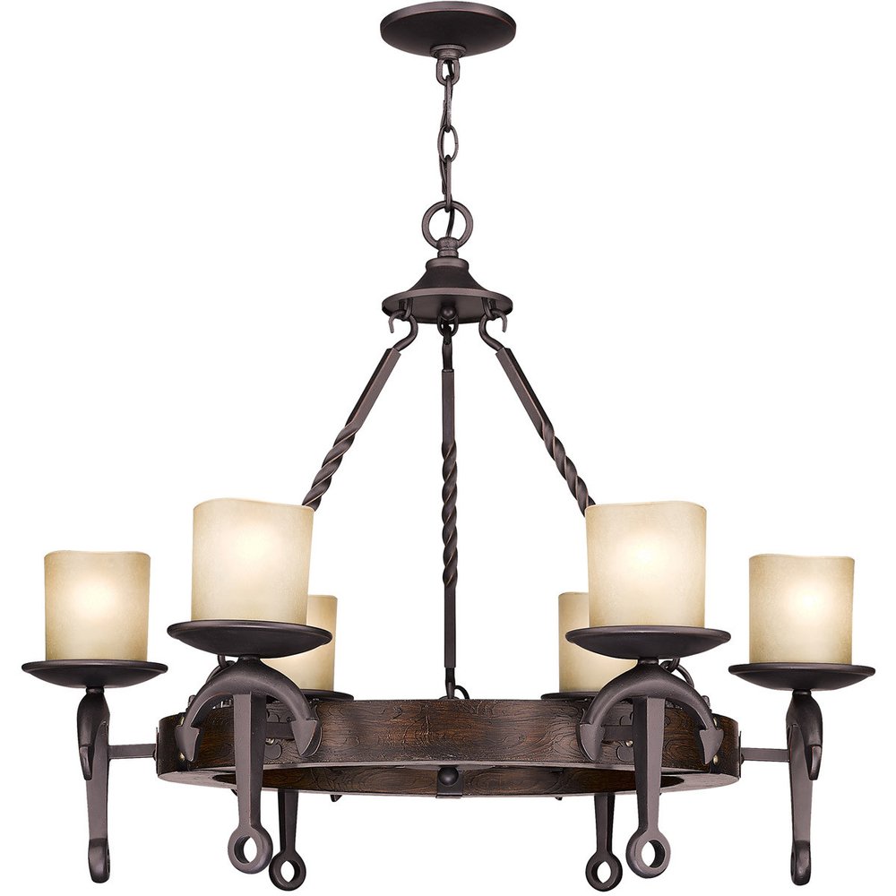 Bronze Six Light Metal Dimmable Chandelier With Shades HomeRoots