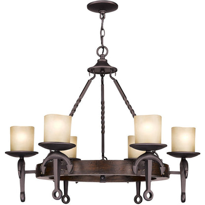 Bronze Six Light Metal Dimmable Chandelier With Shades HomeRoots