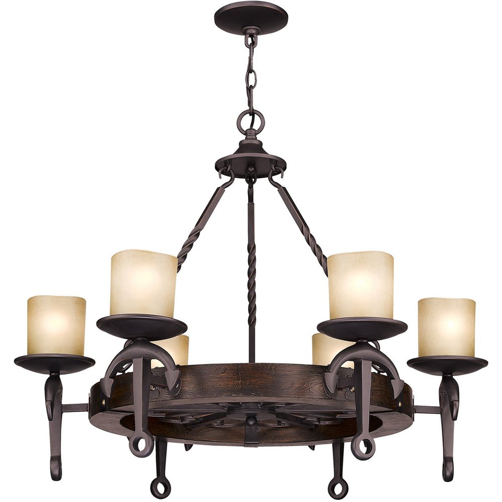 Bronze Six Light Metal Dimmable Chandelier With Shades HomeRoots