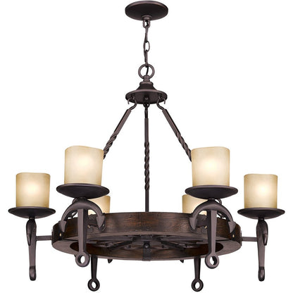 Bronze Six Light Metal Dimmable Chandelier With Shades HomeRoots