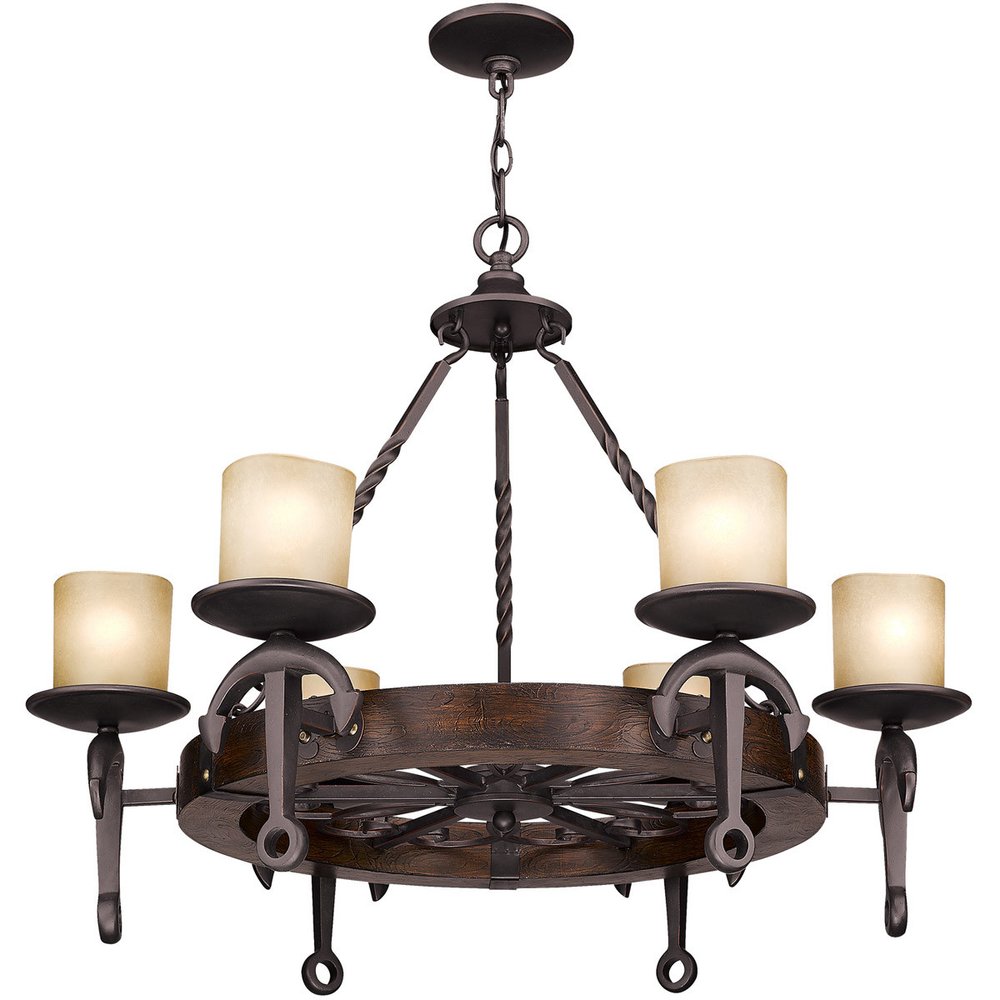 Bronze Six Light Metal Dimmable Chandelier With Shades HomeRoots