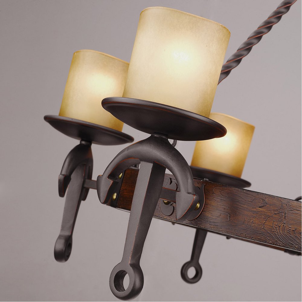 Bronze Six Light Metal Dimmable Chandelier With Shades HomeRoots