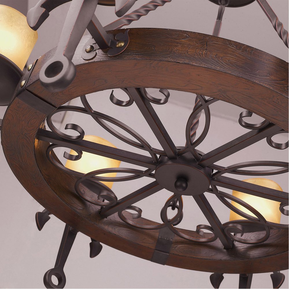 Bronze Six Light Metal Dimmable Chandelier With Shades HomeRoots