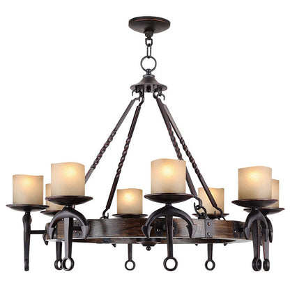 Bronze And Cream Eight Light Resin Dimmable Chandelier With Shades HomeRoots