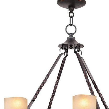 Bronze And Cream Eight Light Resin Dimmable Chandelier With Shades HomeRoots