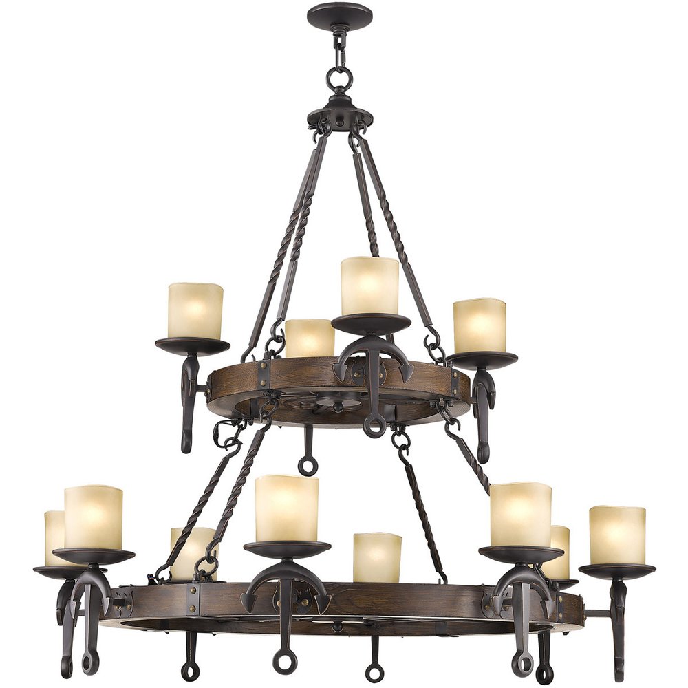 Bronze Twelve Light Metal Dimmable Chandelier With Shades HomeRoots