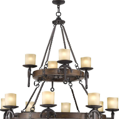 Bronze Twelve Light Metal Dimmable Chandelier With Shades HomeRoots