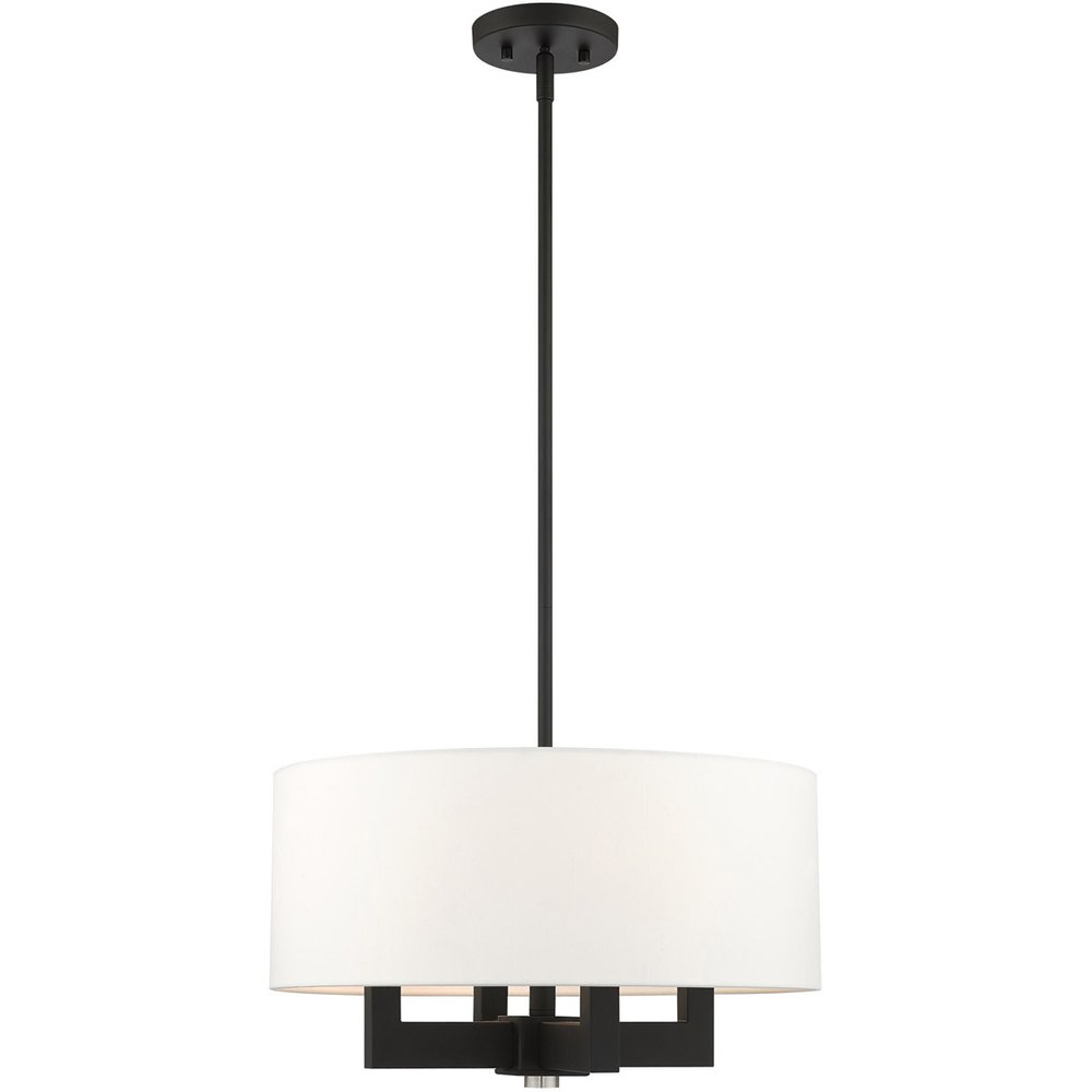 Black Four Light Metal Dimmable Chandelier With Shades HomeRoots