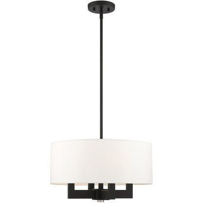 Black Four Light Metal Dimmable Chandelier With Shades HomeRoots