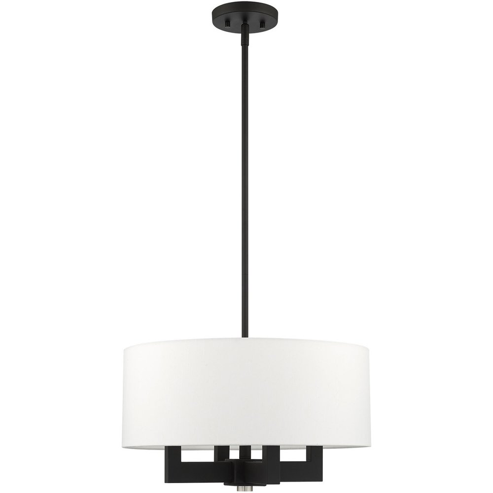 Black Four Light Metal Dimmable Chandelier With Shades HomeRoots