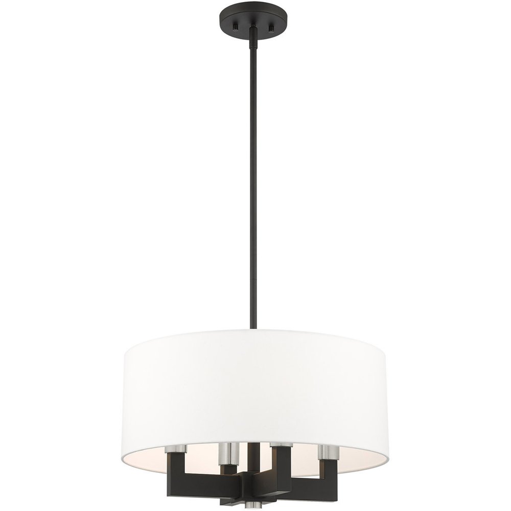 Black Four Light Metal Dimmable Chandelier With Shades HomeRoots